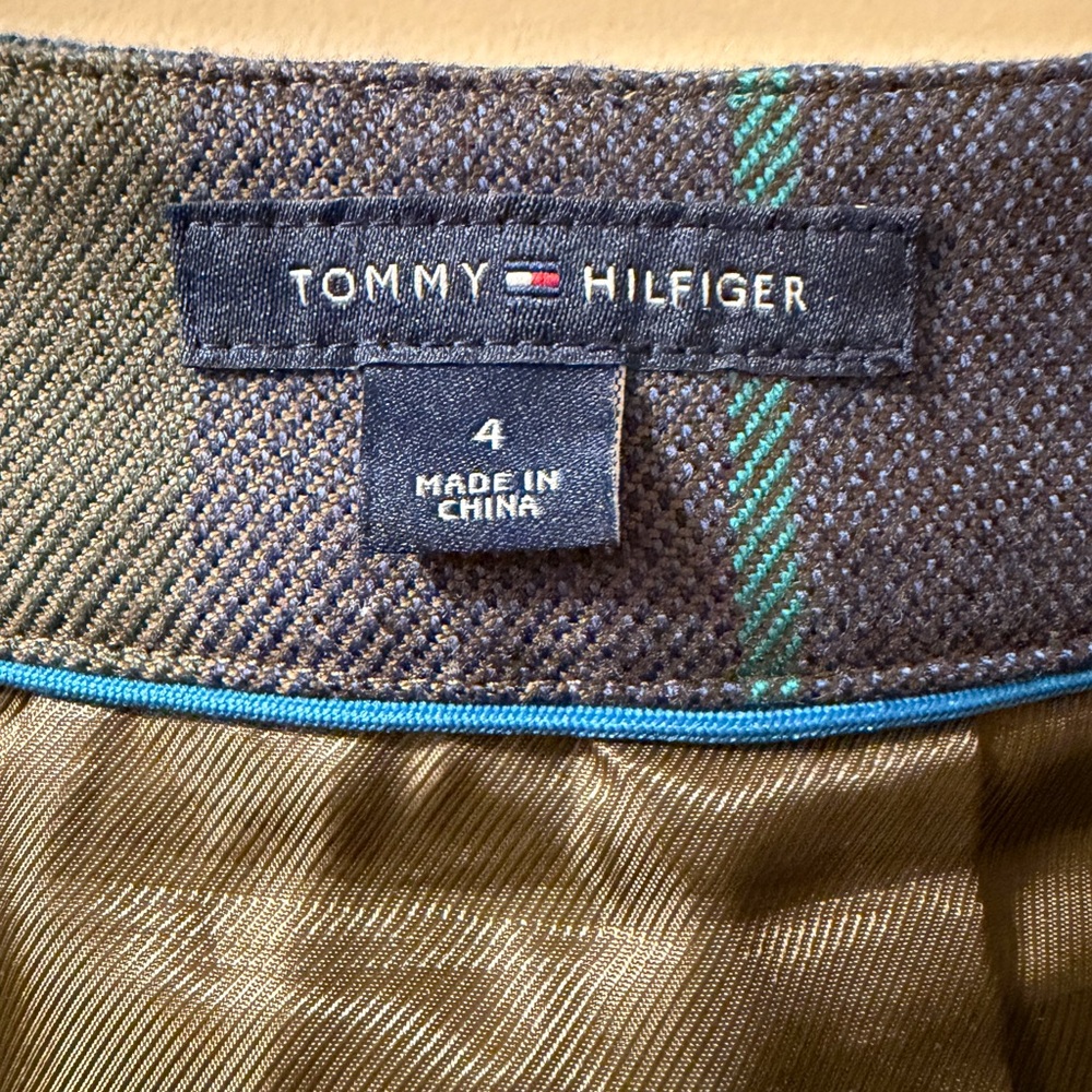 Tommy Hilfiger Teal and Brown‎ Plaid Pleated Mini Skirt - Picture 5 of 8